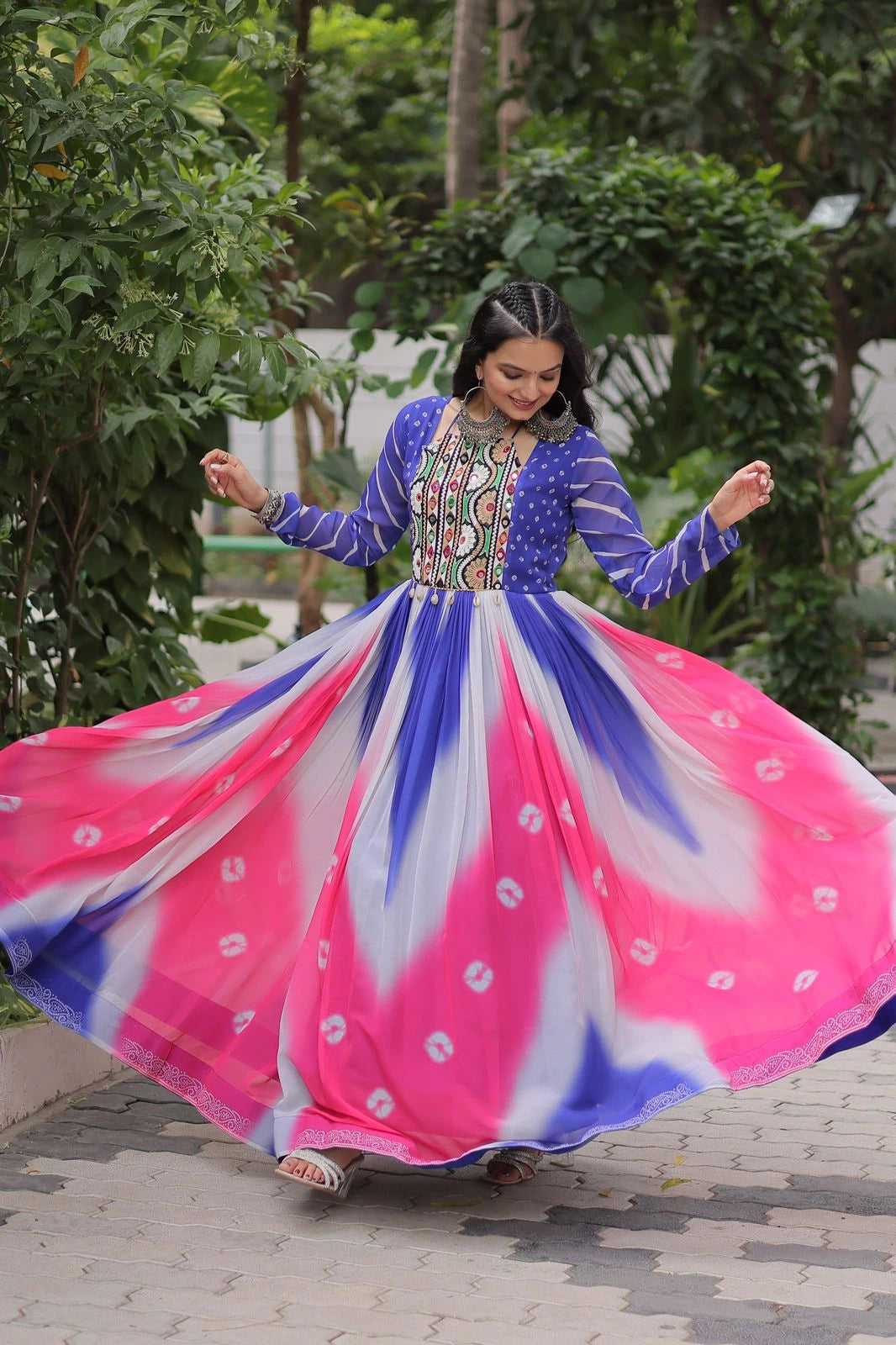 Navy Blue Faux Georgette Dress Kalyanja Fashion
